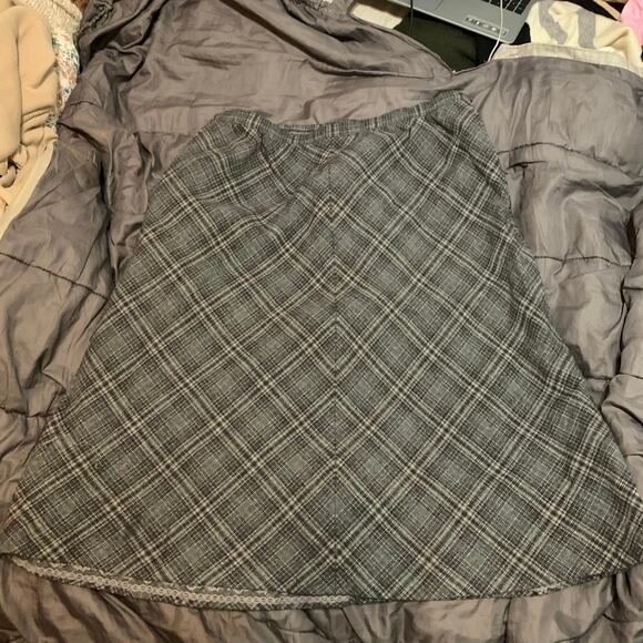 Vintage 1970s Pendleton Virgin Wool Midi Skirt Gray Diamond Plaid Sz 16 - Picture 4 of 12